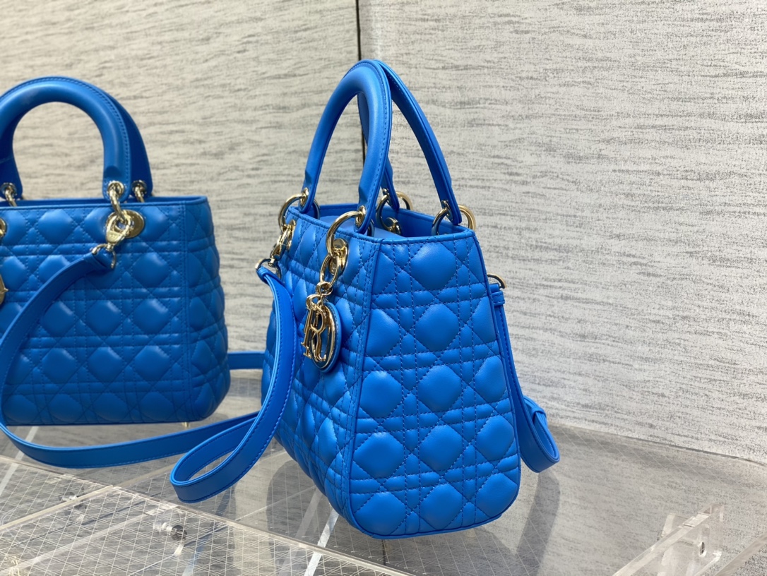 Medium Lady Dior Bag Blue Cannage Lambskin